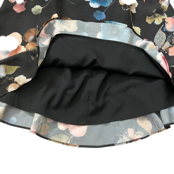 Anthropologie Hutch Shea Floral Mini Dress Black 6‎ Long Sleeve Ruffle Romantic - Picture 8 of 16